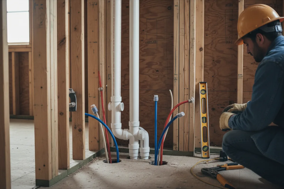 Drain and supply rough-in during Sump Pump Repair in Marietta